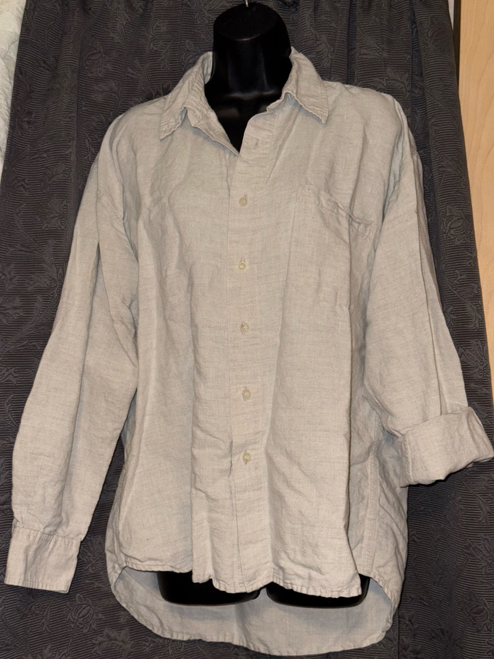 Neutral Button-Up Linen Shirt